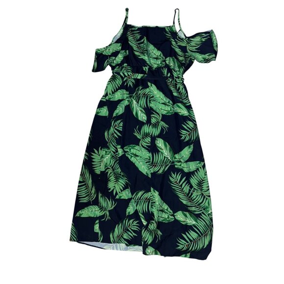 Tropical Leaf Print Off-Shoulder Dress 3XL - Picture 6 of 8